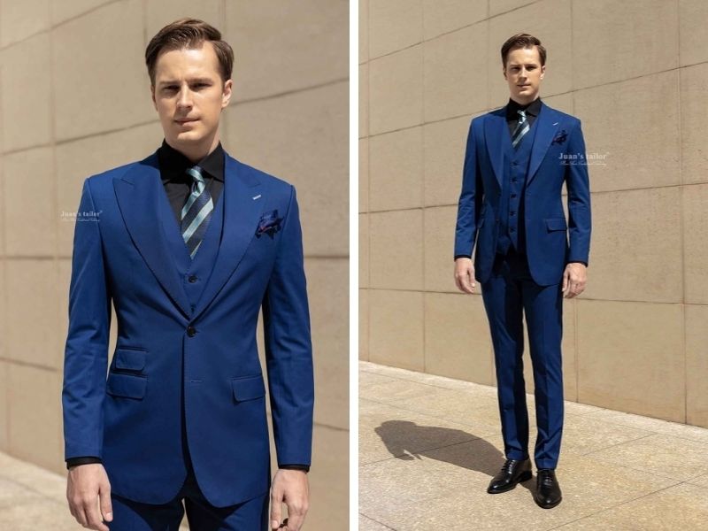 Vest nam slimfit xanh navy kết hợp quần tây hiện đại